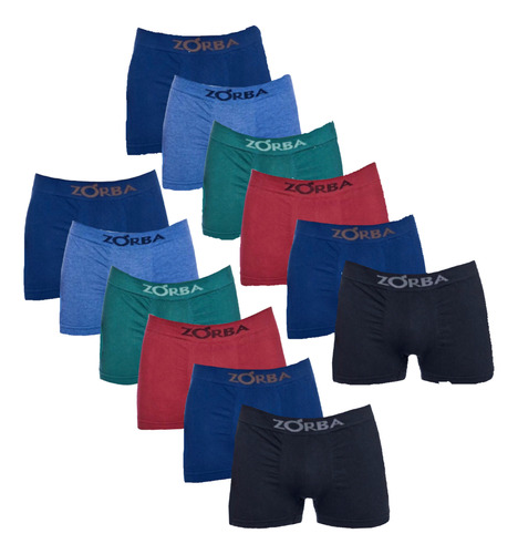 Boxer Hombre Pack X12 Zorba Con Caja Sin Costura De Algodón