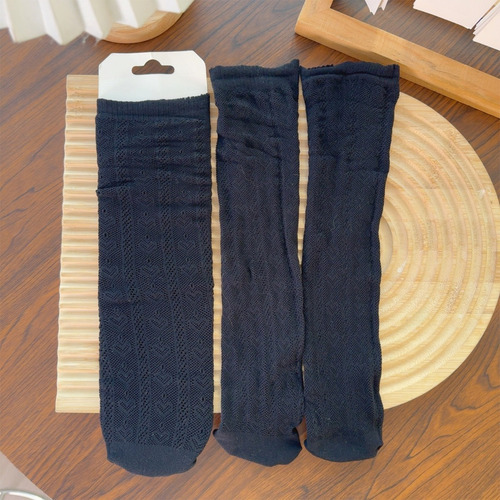 Medias De Encaje Con Estampado De Corazones, Calcetines Jk L