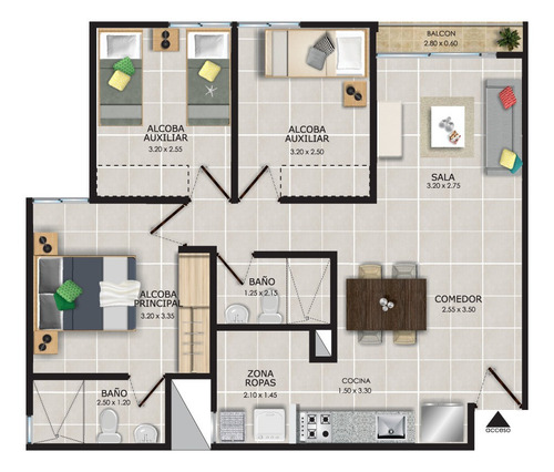 Imagen 3 de 3 de Vendo Bonito Apto De 72 M2 San Silvestre Pereira