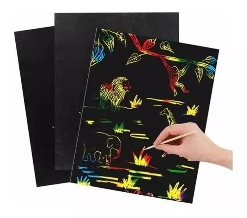 Papel Mágico 10 Hojas Grandes Dibujo Arte Multicolor Lápiz