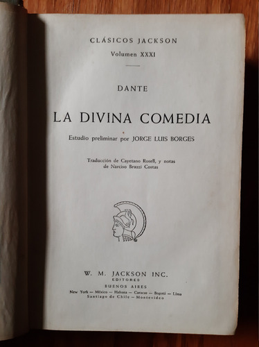 Clásicos Jackson. La Divina Comedia. Dante. C/estudio Borges