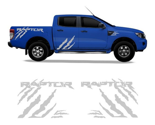 Kit Faixa Ford Ranger Raptor Adesivo Lateral Prata Tuning