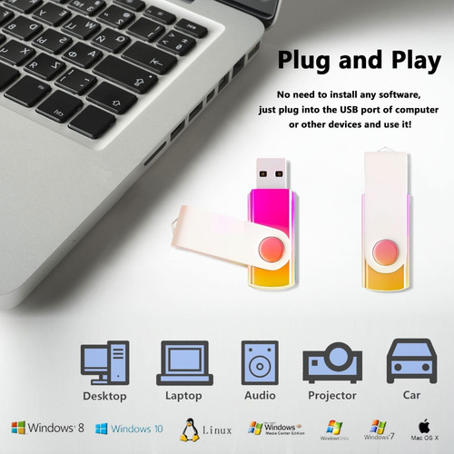 Paquete De 5 Tarjetas De Memoria Usb 2.0 De 32 Gb Con Degrad