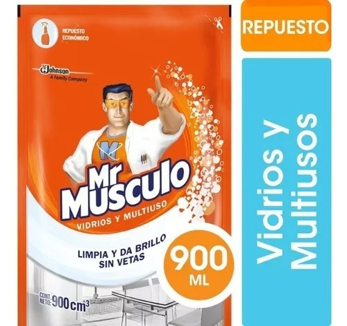 Limpiador Mr Músculo Vidrios Y Multiusos Rep  900ml X 3 Unid