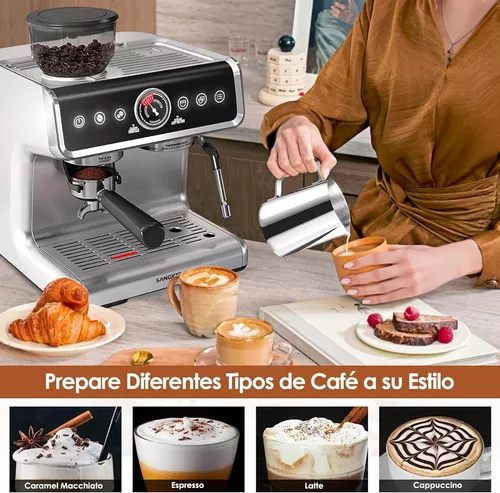 Cafetera Expresso Plateada Con Molinillo Café Y Vaporizado - Sangkee México  Envíos Rápidos y Seguros