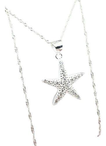 Conjunto Cadena Dije Estrella Con Strass Regalo Plata 925  