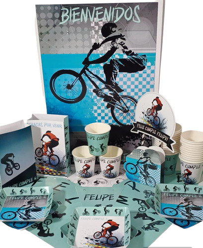 Cotillón Infantil Personalizado Premium X 15  Bicicletas Bmx