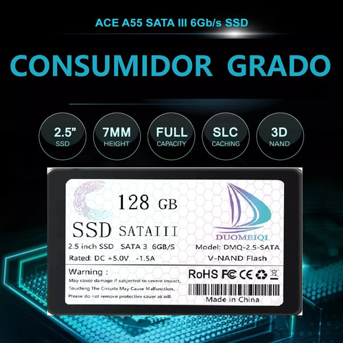 Disco Sólido Ssd Interno Duomeiqi Sata 128gb Para Laptop Pc Color Negro