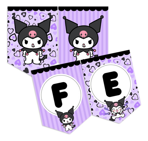 Kit Imprimible Banderín Feliz Cumple Kuromi #3