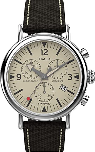 Timex 41 Mm Standard Chrono Leather Combo Strap Watch