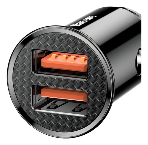 Cargador P/ Auto Baseus Mini Doble Usb Qc3.0 30w 12v 24v Negro