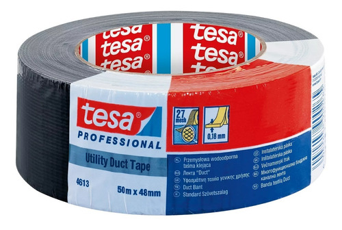 Imagem 1 de 4 de Fita Silver Tape Preta 48mmx50m Profissional Tesa Importado