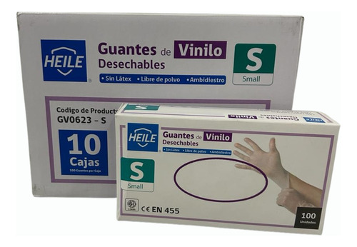 Pack 10 Cajas Guantes Vinilo Sin Polvo Heile - Elige Talla