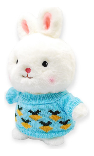 Conejo De Peluche Sueter Azul Suave Juguete Animales 25cm