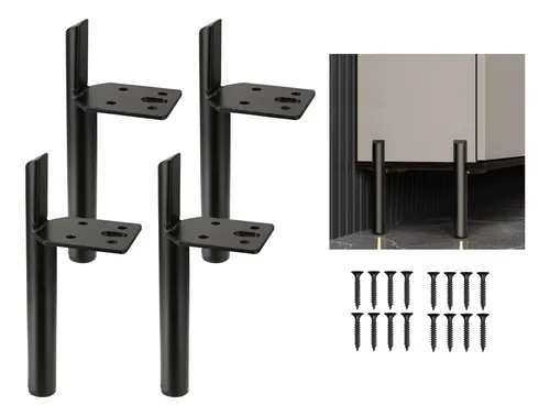 Pata Sofá Mueble Metal Negro 15cm C/tornillos 4 Piezas