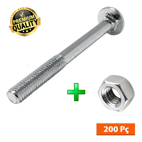 Tornillo de cabeza francesa galvanizado 1/4 x 2 con tuerca 200U