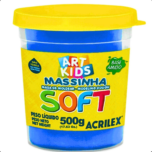 Balde De Massinha Modelar Com 500g Cores Brinquedo Cor Massinha Azul