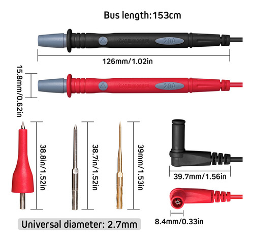 Kit De Cables De Prueba Para Multímetro, 1000 V, 20 A, Cable