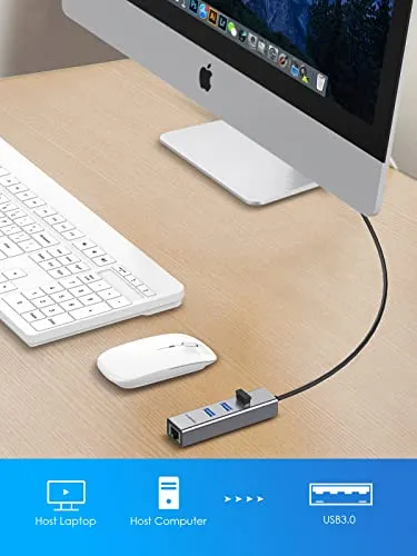 Hub Usb 3.0 De 3 Puertos Lention Con Adaptador Gigabit Ether