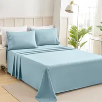 Comprar Juego De Matrimoniale Sábanas Solid Design Ultra Suave Color Azul claro Diseño de la tela Azul claro