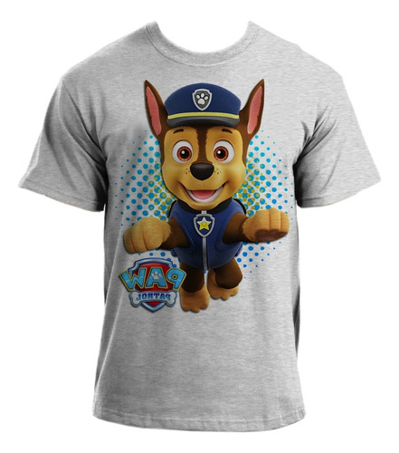 Camiseta Blusa Infantil Patrulha Canina Chase Cachorro Cão