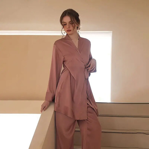 Conjunto De Pijama Para Mujer, De Seda, Tipo Bata De Novia P