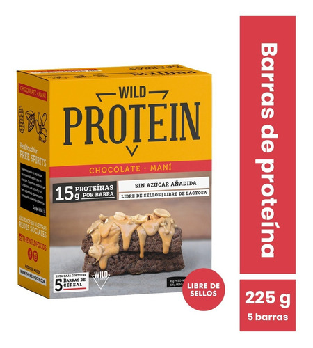 Imagen 1 de 1 de Wild Protein Chocolate-maní 5 Unidades