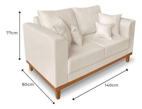Sofá Viena 2 Lugares Linho 140cm Beny