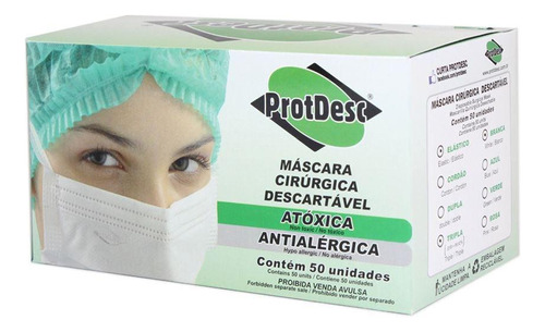 Mascara Descartável Tripla Branca Cx/50 - Protdesc Cor Branco