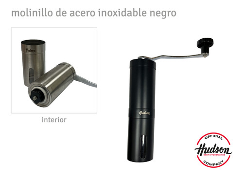 Hudson MOCA3 Molinillo De Cafe Manual Muelas Acero Inoxidable Color Negro Mate