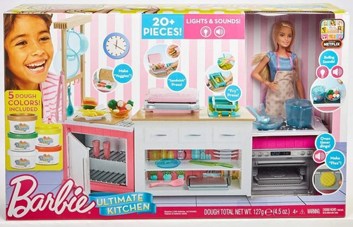 Muñeca Barbie Chef Kitchen Cocina Con Accesorios Sonidos Luz