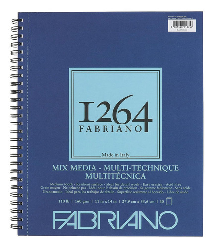 Fabriano 1264 Cuaderno Dibujo Mix Media 27.9x35.6cms 60 Hjs
