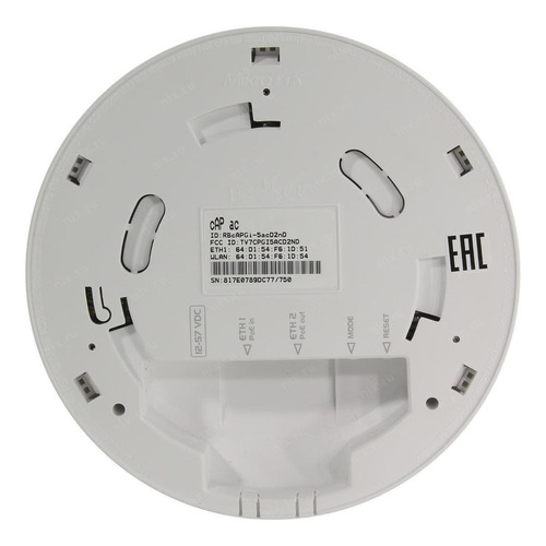 Imagen 2 de 2 de Access point interior, Repetidor MikroTik cAP ac RBcAPGi-5acD2nD blanco 100V/240V