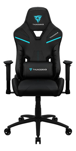 Silla de escritorio ThunderX3 TC5 gamer ergonómica  jet black con tapizado de cuero sintético