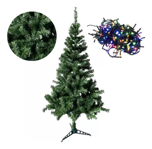 Arbol Navideño 1,50mt Canadiense Arbolito + 100 Luces Arroz