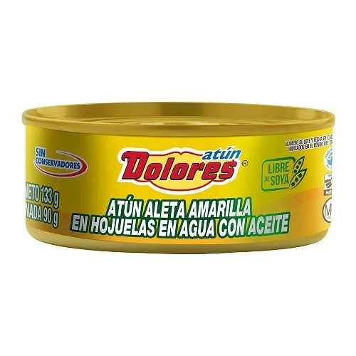 Pack 5 Atún Dolores Aleta Amarilla En Agua Con Aceite 133 Gr