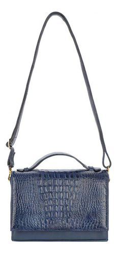 Bolsa Pequena Tiracolo De Couro Croco Deise Cor Azul