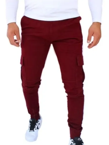 Pantalon Rojo Vino Hombre