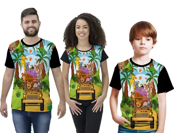 Kit Familia 3 Camisetas Safari Personalizadas