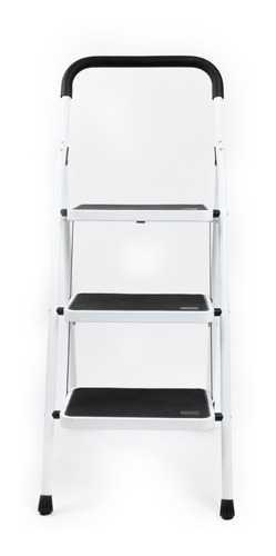 Escalera Plegable De 3 Escalones Con Grip Antiderrapante Color Blanco/Negro