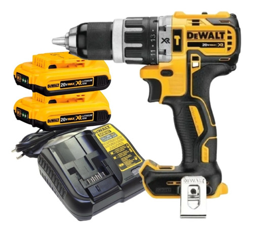 Furadeira Dewalt Dcd796 20v + 2 Baterias 2ah Xr + Carregador Cor Amarelo