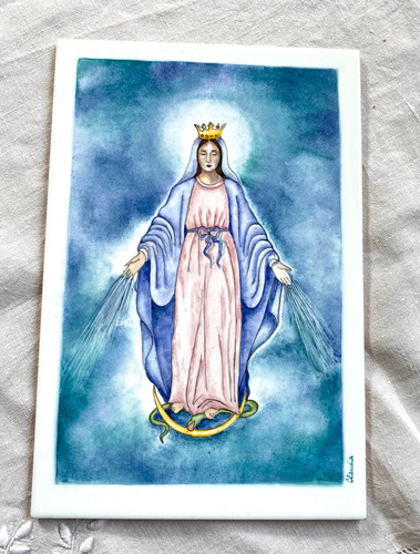 Mural En Cerámica De La Virgen De La Medalla Milagrosa Variado