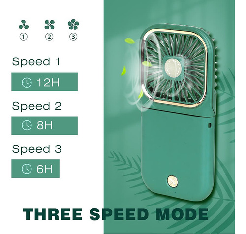 Mini Ventilador Portátil 5 En 1 Recargable Usb Color Verde