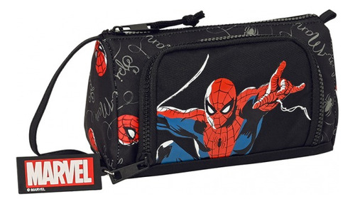 Cartuchera Spiderman Marvel - Hombre Araña Color Negra Con Rojo