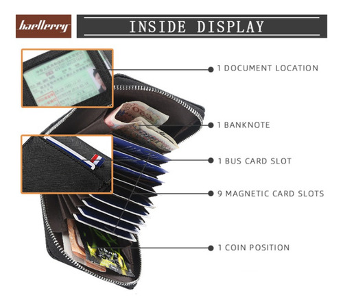 Baellerry Cartera Hombre Vertical Billetes Y Tarjetas 11cm