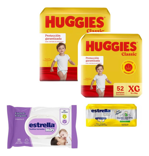 2 Paquete De Pañales Huggies Classic Xg X 52u Mas Regalito¡¡ Extra Grande (xg) Sin Género