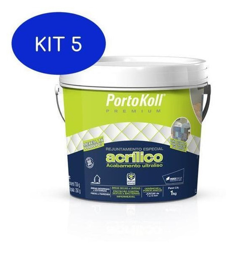 Kit 5 Rejunte Acrílico Portokoll Premium - Corda