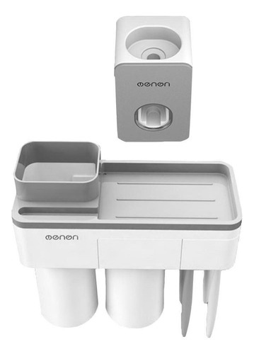 Dispensador Automático De Pasta De Dientes 2 Tazas Gris