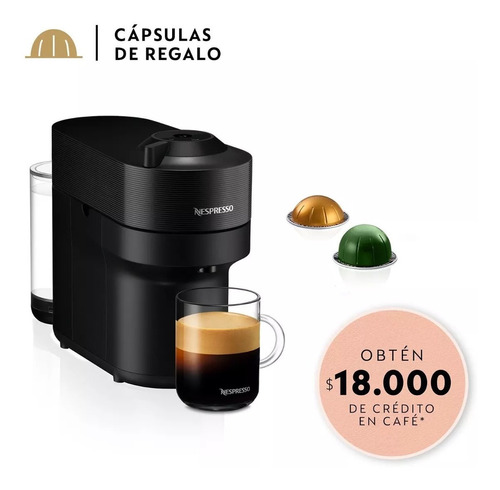 Cafetera Nespresso Vertuo Pop Negra + Capsulas De Regalo