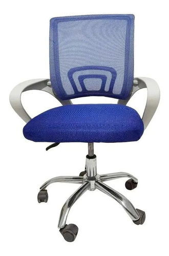Cadeira de escritório Pctop Office Fit 1001 9050 ergonômica  branca e azul com estofado de mesh y tecido